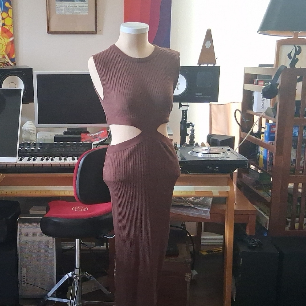 Zara Brown Sleeveless Bodycon Maxi Dress